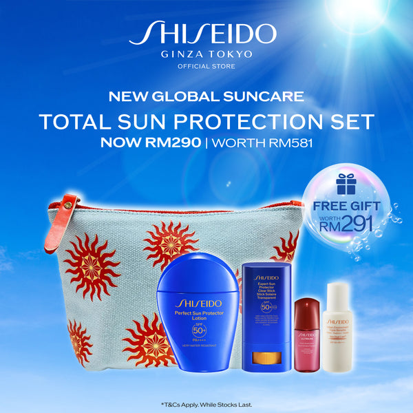 [New GSC Exclusive] Shiseido Total Sun Protection Set - Global Suncare Protector Lotion 50ml & Clear Stick 20ml (Sun Protection) RM290 (Worth RM581)